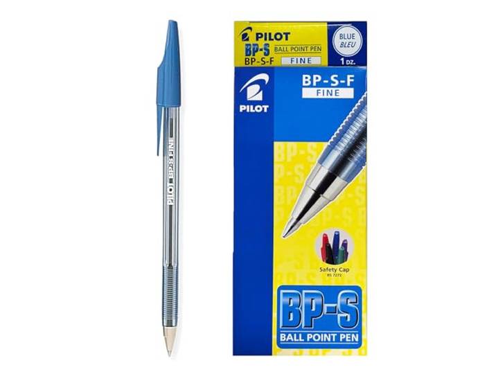 PILOT BP-S-F, balpen met metalen punt 0,7 mm, blauw, pak van 12 stuks