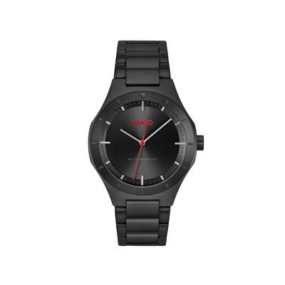 Quarzuhr HUGO "LIT", schwarz, Armbanduhren, Herren, Quarzuhr, Armbanduhr, Herrenuhr, Edelstahlarmband, analog