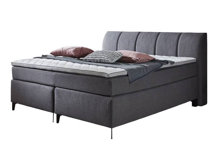 Boxspringbett 180 x 200 cm anthrazit Stoffbezug - DAVIE