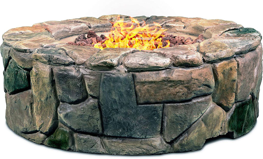 Union Rustic Lavish Garden & Patio Gas Fire Pit With Eco-Stone Finish Bronze 154.84cm H X 177.8cm W X 177.8cm D
