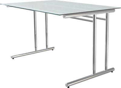 Schreibtisch Toledo, höhenverstellbar, C-Fuß, Glasplatte, B 1200 x T 800 mm