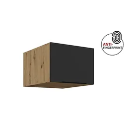 Küchen Aufsatzschrank 50 Küche ARIA Schwarz Küchenzeile Anti Fingerprint