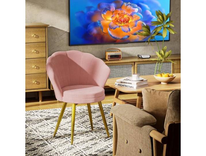 MIPAN. Fauteuil Coquillage Rose - Fauteuil / Chaise de Coiffeuse - Chaise rembourrée pour Salon - 42x40x80cm