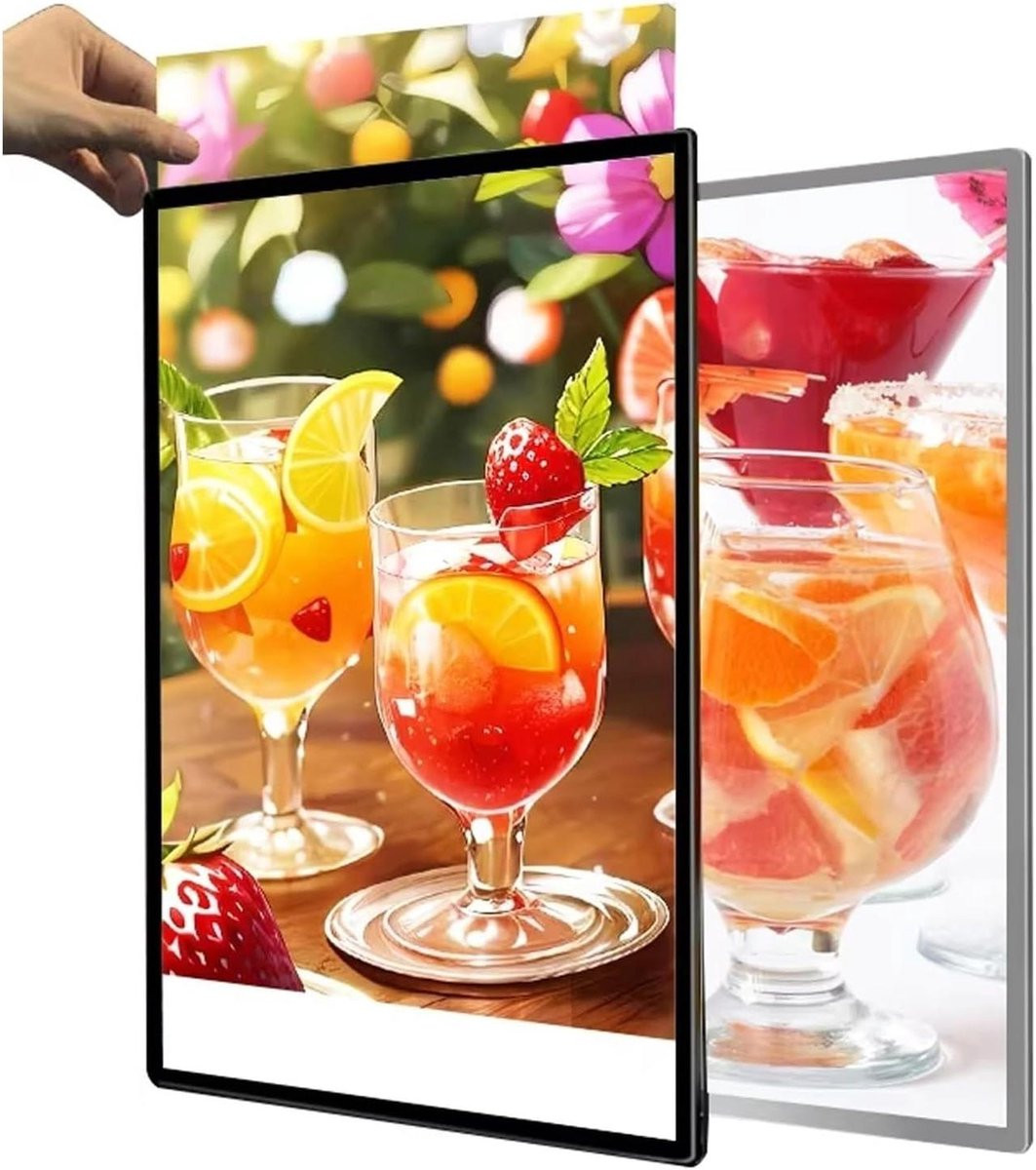 Zilveren LED Lichtbak Poster Display voor Reclame met Ultradun Design
