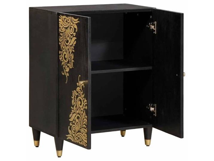Buffet en bois de mangue - - Noir - 60x33x75 cm - Bois de mangue massif - Étagère intégrée