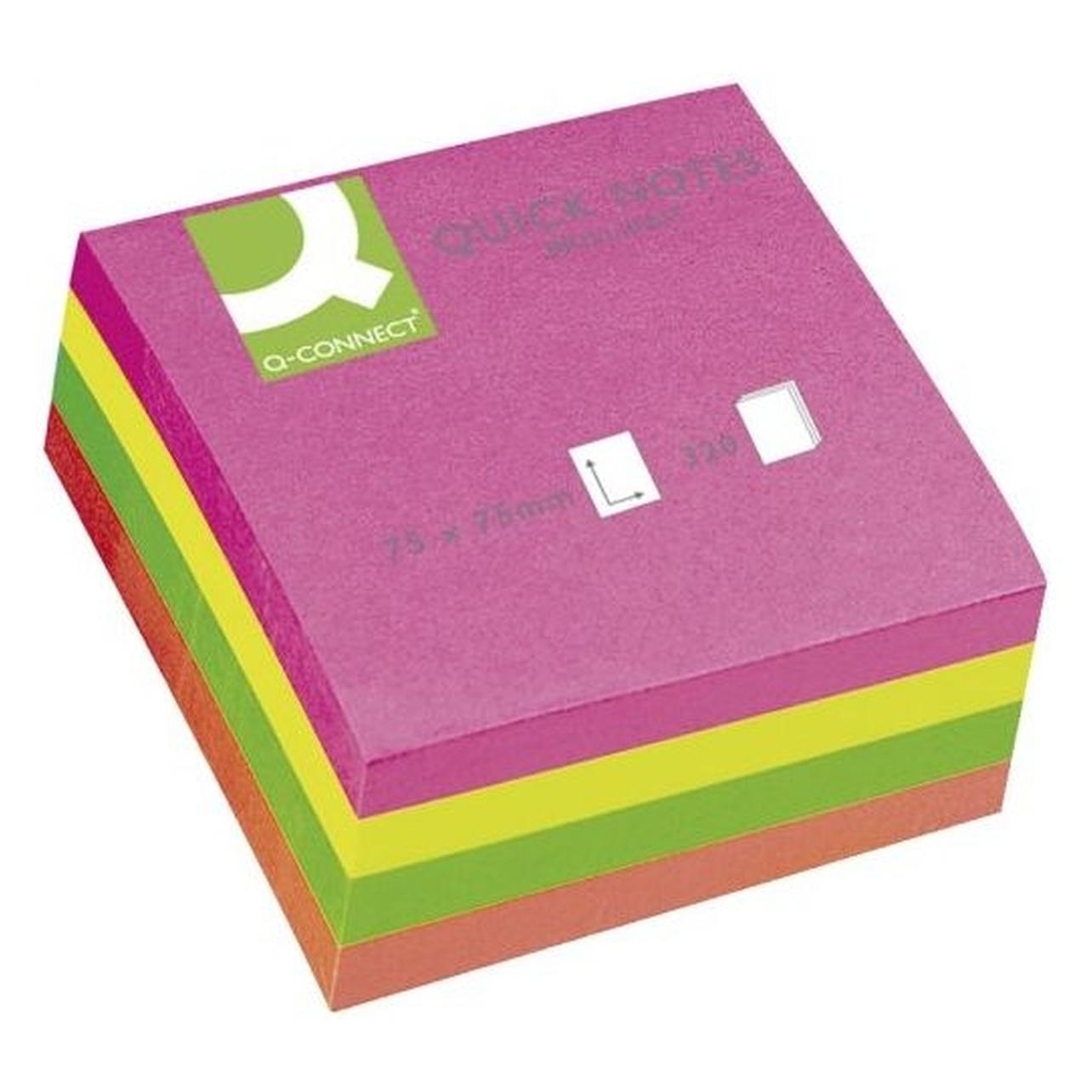 Q-Connect Haftnotiz Quick Notes, 75x75mm, mehrfarbig, 320 Blatt (75 x 75 mm) (KF02514)