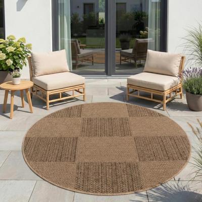 Outdoorteppich AYYILDIZ TEPPICHE "TIMBER 1405, auch als Läufer und Rund", braun (beige), H:5mm Ø:120cm, Polypropylen, Teppiche, Outdoorteppich, Läufer, Rund, In und Outdoor, Jute Sisal Optik, Wohnzimmer, Terasse