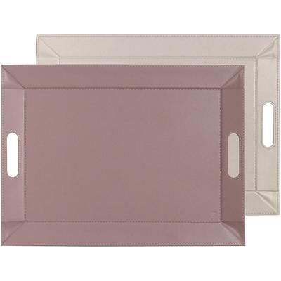 Tablett FREEFORM "DUO, 2-farbiges Wendetablett, Tablett und Tisch-Set in einem, wendbar", rosa (altrosa, creme), B:35cm H:0,8cm L:45cm, Kunstleder, Tabletts, mit Doppelfunktion, pflegeleicht und kann platzsparend verstaut werden