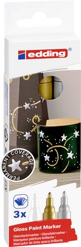 Edding 4-750-3-999 Lackmarker Gold (metallic), Silber (metallic), Metallic-Weiß 2 mm, 4mm