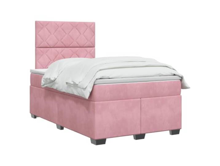 vidaXL Boxspringbett mit Matratze mit Kopfteil Rosa 120 x 190 cm Samt