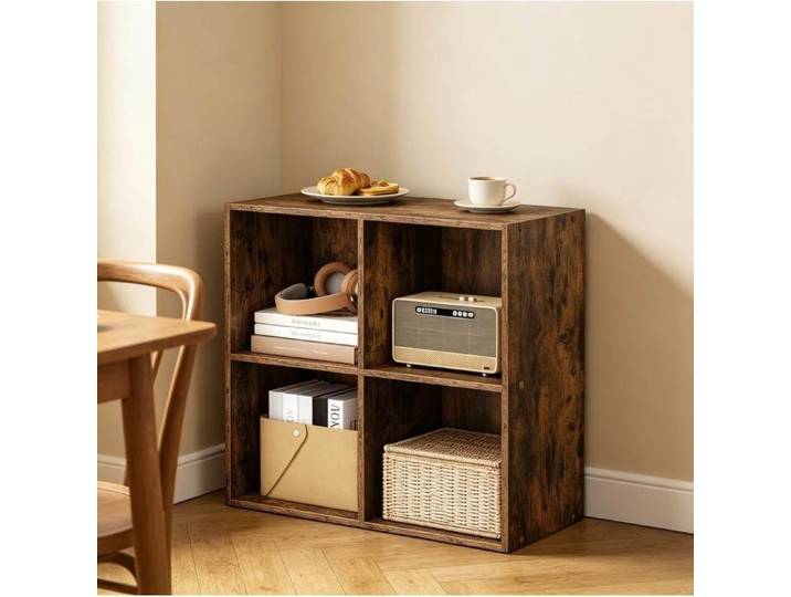 Bibliothèque 4 étagères ouverte avec anti-basculement - MODENVIE - Scandinave Bois Marron rustique 59 6×29×59 8 cm