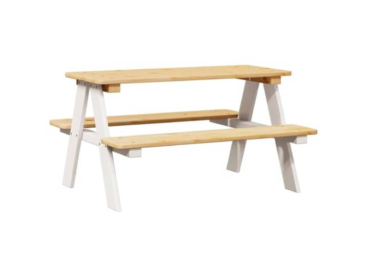 vidaXL Kindertafel met banken IRUN 90x79,5x50cm massief hout wit