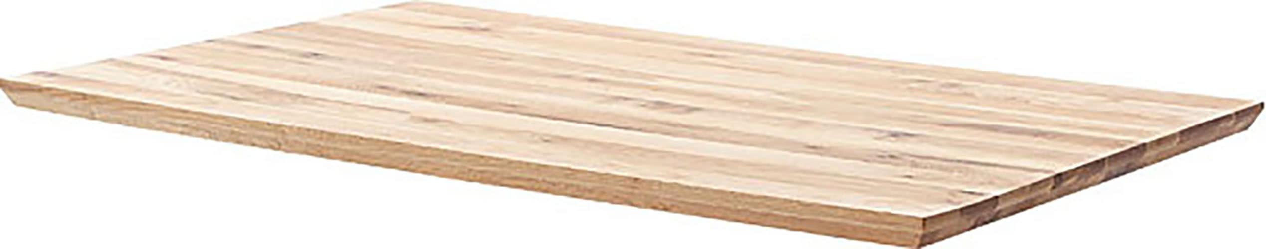 Esstisch MCA LIVING "Palais Esstisch", beige (naturfarben, schwarz, naturfarben), B:140cm H:77cm T:90cm, Zerreiche, durchgehende Lamelle, Tische, Esstisch, durchgehende Lamelle aufgedoppelt naturfarben, schwarz, naturfarben B/H/T: 140cm x 77cm x 90cm, sch