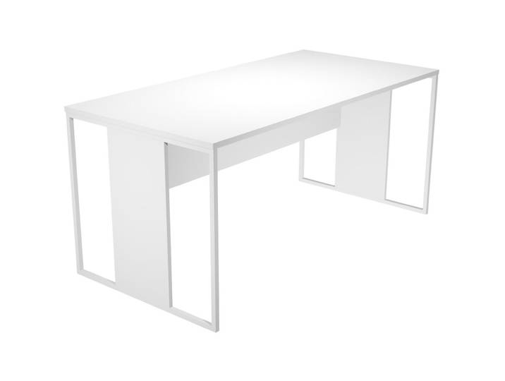 Bureau droit Presto 160 x 80 cm - Plateau Blanc - Pieds Blanc