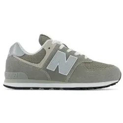 New Balance Unisex für Kinder. GC574V1 Sneaker 574 Evergreen grau (35.5), Leder, Wohnung, Schnürsenkel, Lässig, Kinderbekleidung