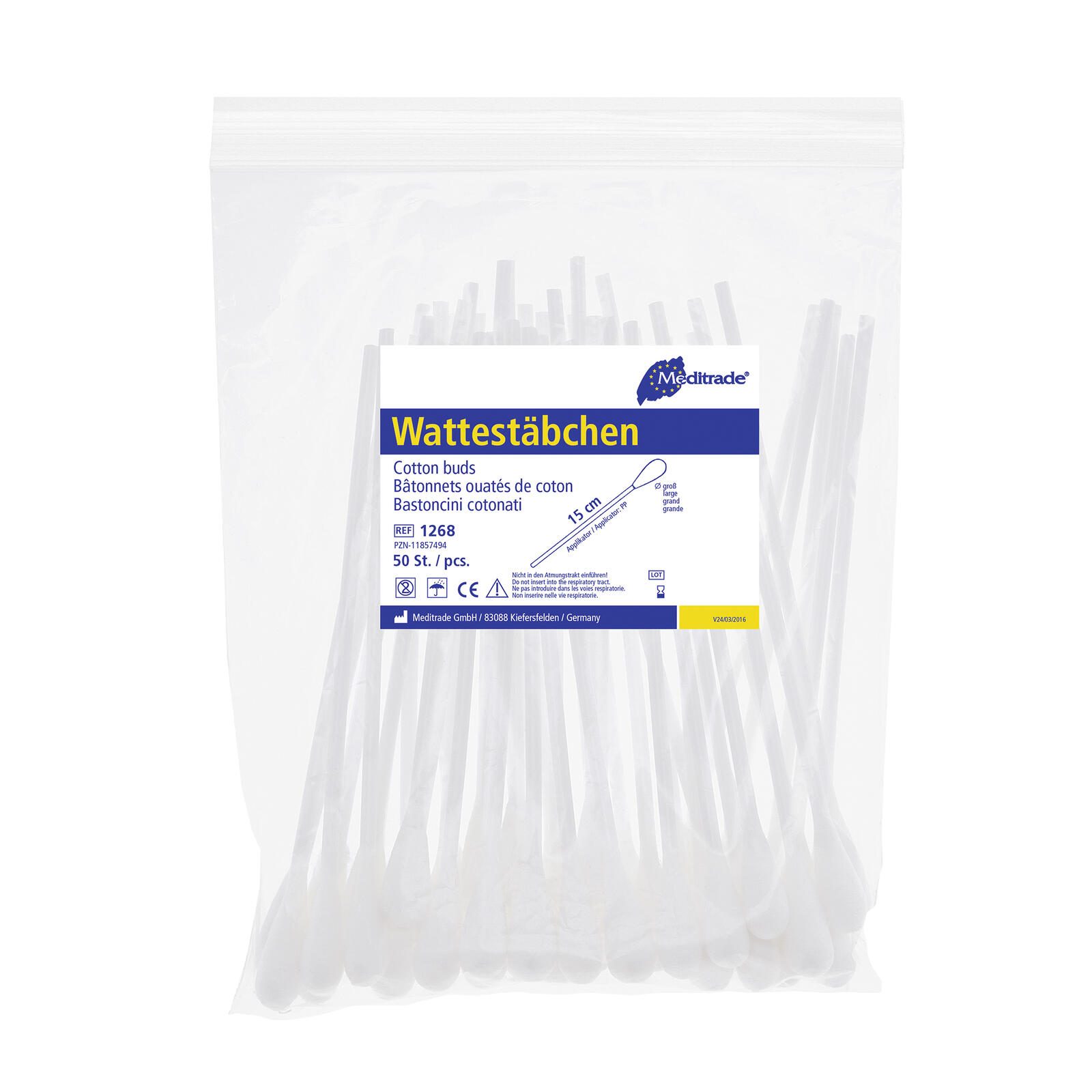 Meditrade® Wattestäbchen 15cm groß Kunststoff 500 St. 1268