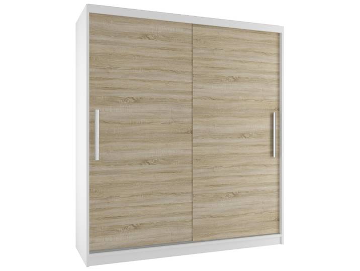 BELINI Verona SI\, armoire coulissante de 133 cm\, blanc/chêne Sonoma mat - Armoire de chambre à coucher avec 4 tiroirs