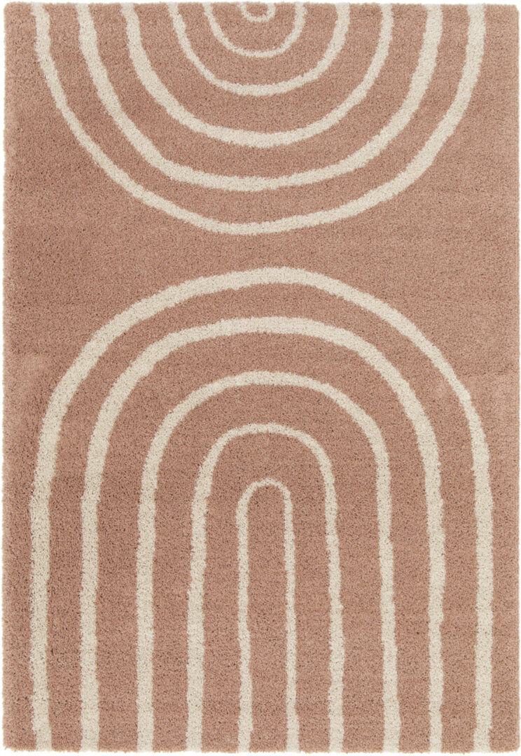 Isabelline Harlan Rectangle Geometric Shaggy Area Rug Pink Rectangle 120 x 170 cm