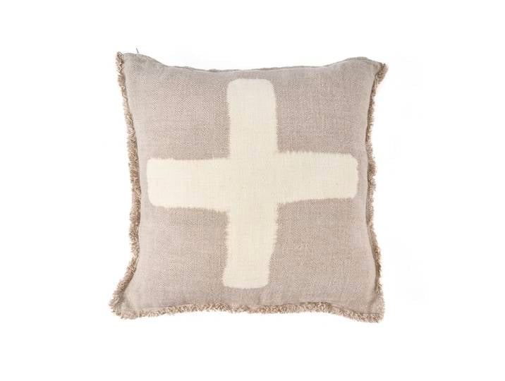 Housse de coussin en lin blanc 50x50x2cm