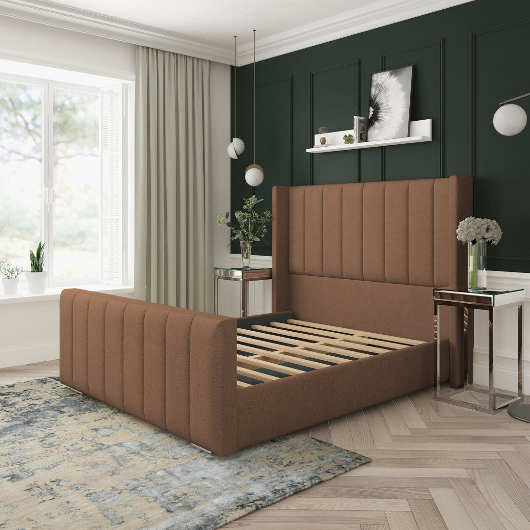 Lark Manor Aspen Wool Upholstered Bed Frame Truffle Single (3')