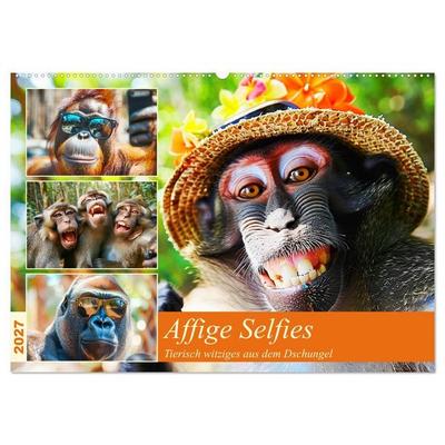Affige Selfies. Tierisch witziges aus dem Dschungel (Wandkalender 2027 DIN A2 quer), CALVENDO Monatskalender