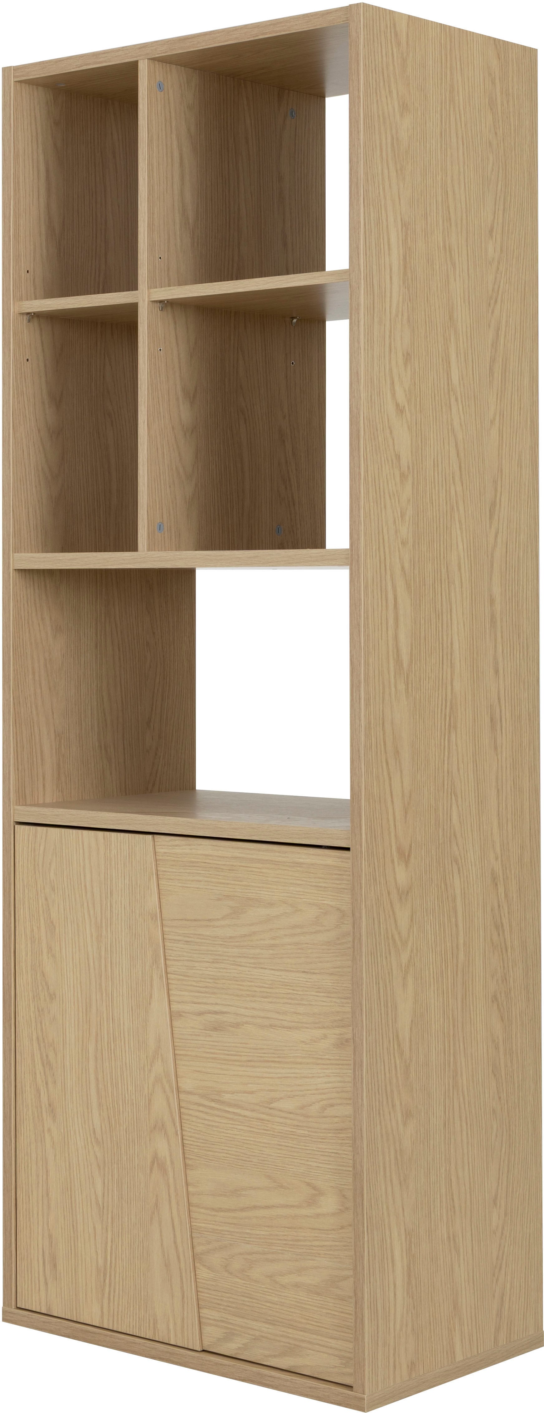 Bücherregal GAMI "Bücherregal Solena mit 1 Tür", braun (eiche rookwood nachbildung), B:68cm H:182cm T:40cm, Holzwerkstoff, Regale, Bücherregal, Bücherregal mit 1 Tür