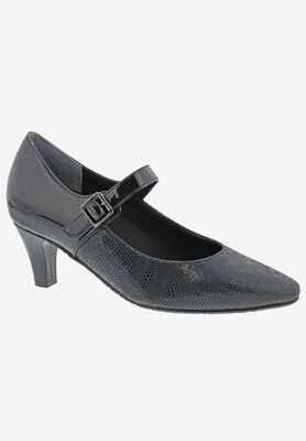 Women's Kiki Mary Jane Pump by Ros Hommerson in Black Lizard Leather (Size 10 1/2 M)