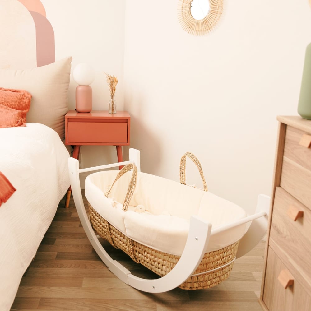 Premiers Moments Moisés - funda de algodón orgánico marrón - soporte reversible blanco