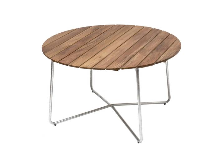 Grythyttan Stålmöbler 9A Esstisch Teak-Gestell warmverzinkt Ø120 cm