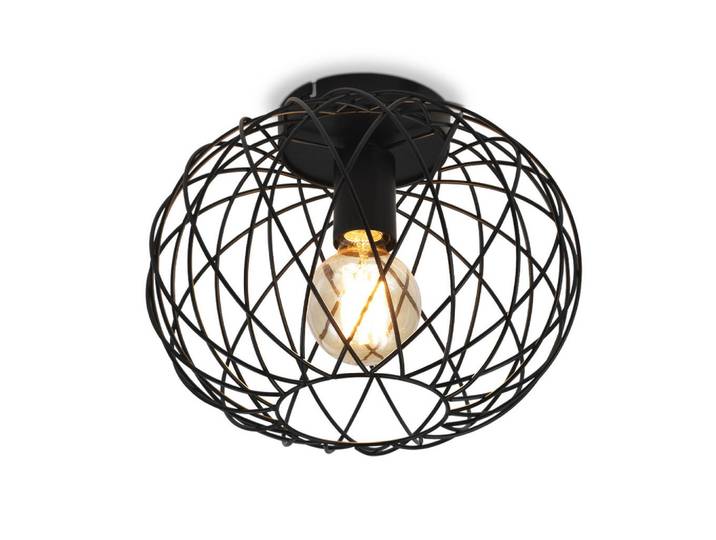 Nettlife Deckenleuchte Vogelnest 30/30/23 cm, Schwarz, Metall, Rund, E27, 30x23x30 cm, Lampen & Leuchten, Innenbeleuchtung, Deckenleuchten, Deckenleuchten