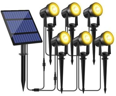 Uplift Picks Solar Landscape Spotlights Cast Warm Waterproof Light Across Gardens Trees Pathways 6 Led