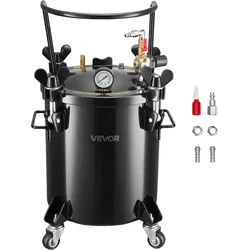 VEVOR Druckbehälter, 20 L Drucktank aus Stahl mit 2 Anschlüssen (EU/AU) für Heimgebrauch Heimwerkerarbeiten Kunstkreationen, Behälter mit großem Durchmesser & 4 Rollen