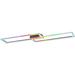 LED Deckenleuchte Deckenlampe Wohnzimmerlampe dimmbar Fernbedienung RGB Rainbow Farbwechsel, verstellbare Lichtfarbe, 40W 3200lm warmweiß-kaltweiß, LxBxH 121x72x6,4 cm