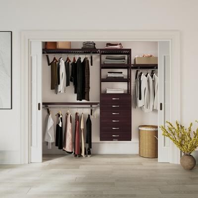 John Louis Home Solid Wood Reach-In Closet System with 6-Drawers Espresso
