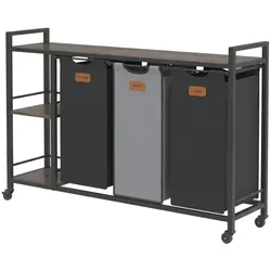 Wäschebox   , schwarz , Spanplatte,Metall,Stoff , Maße (cm): B: 117 H: 80,5