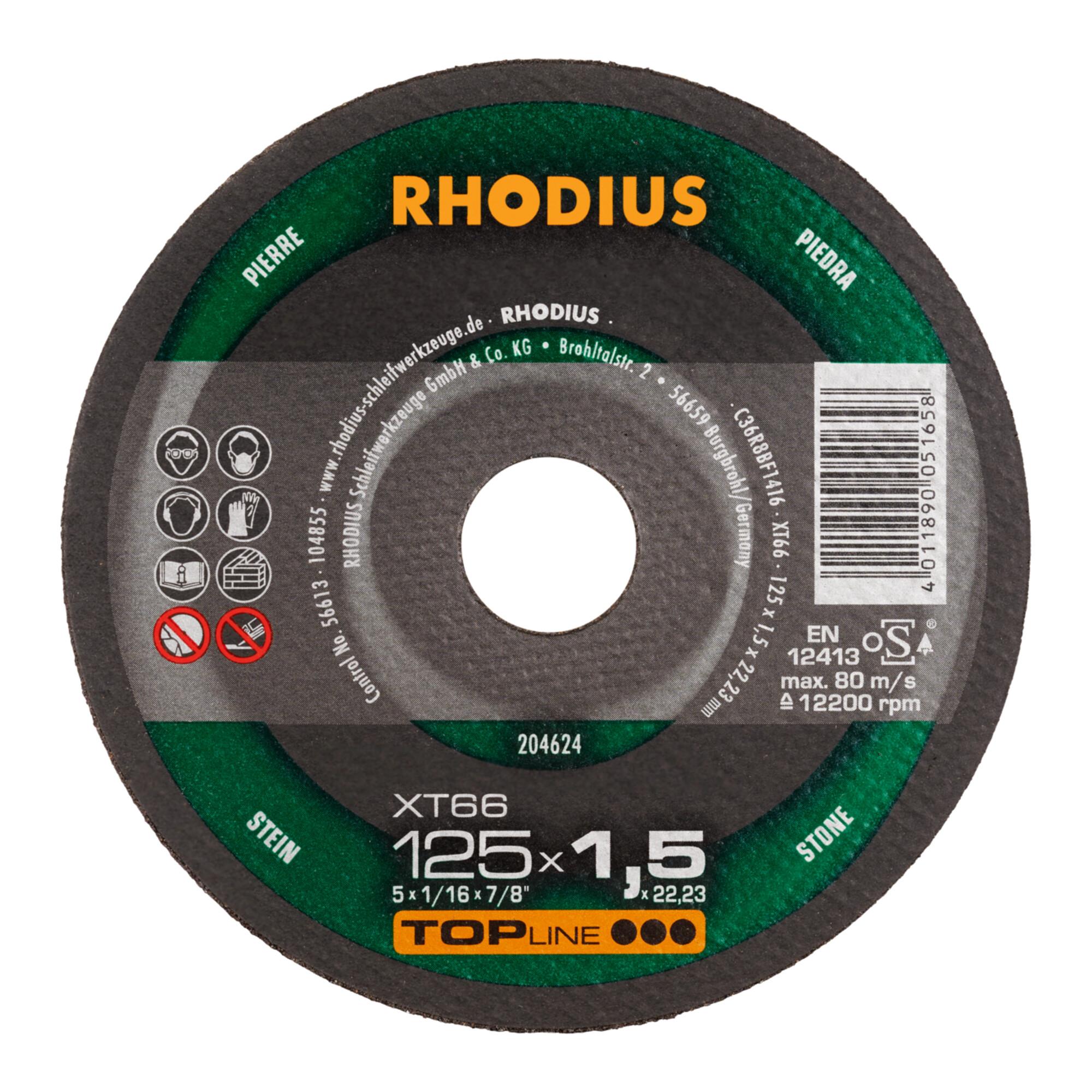 RHODIUS TOPline XT66 Extradünne Trennscheibe 125 x 1,5 x 22,23 mm (204624)