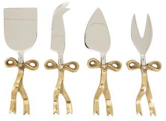 Saro Bow Handle Cheese Knife Set of 4 - Stainless Steel Cutlery for Charcuterie and Entertaining