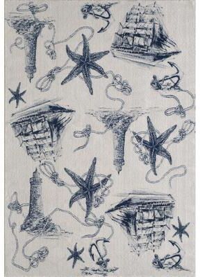 Domani Seaside Nautical & Coastal Lighthouse Rug