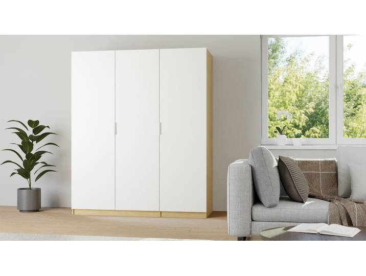 Kleiderschrank in Holzoptik mit weißen Türen Premium Dekore Eiche