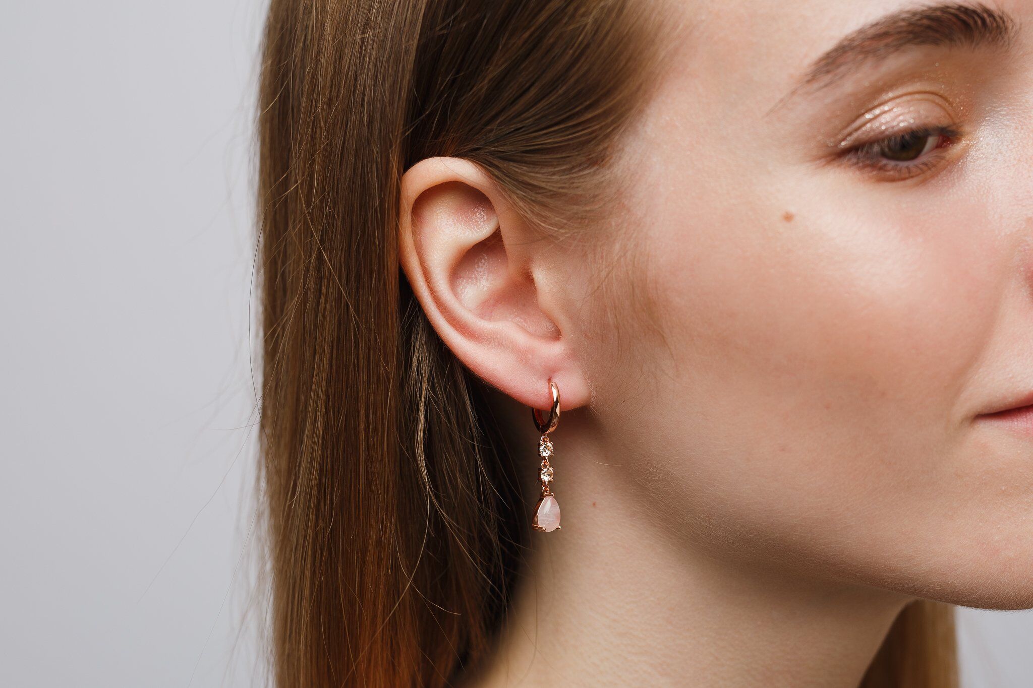 NEORE Laura Jour Rose Quartz Earrings