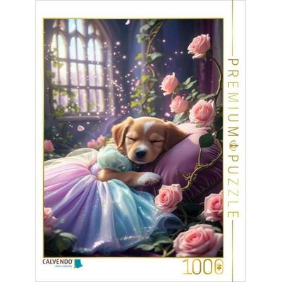 CALVENDO Puzzle Dornröschen Hundewelpe | 1000 Teile Lege-Größe 64x48cm Foto-Puzzle für glückliche Stunden