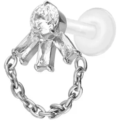 PTFE Labret mit Innengewinde + Titan-Aufsatz LOTUSBLÜTE + KETTE