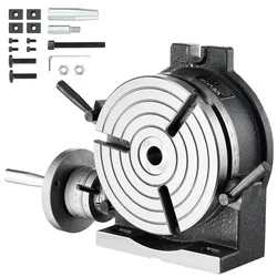 VEVOR Rundtisch Teilapparat Schwenkbar Horizontal/Vertikal 200 mm Drehtisch, für Fräsmaschinen & Bohrmaschinen, mit T-Nut & Skala, Schneckengetriebeverstellung, aus Gusseisen, Präzisionsindexierung,