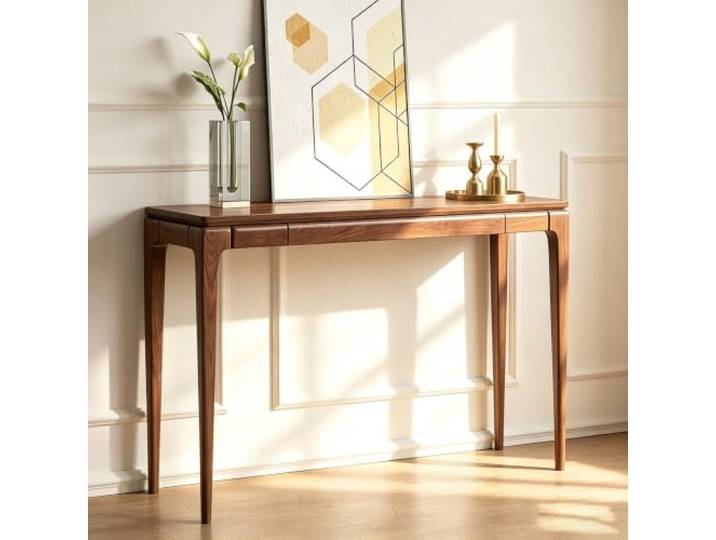 LJWFZBD Konsolentisch mit Schublade, schmaler Flurtisch für Eingangsbereich Modernes Design, Kippschutz, Robuste Konstruktion, Platzsparend, Einfache Montage(Walnut Drawered,39.4in(100))