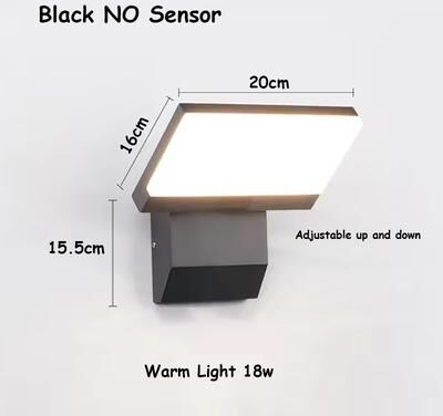 Silver Stone Store Waterproof Outdoor Wall Light LED, Foldable Modern Design, Sensor Activated Wall Lights For Garden black No Sensor