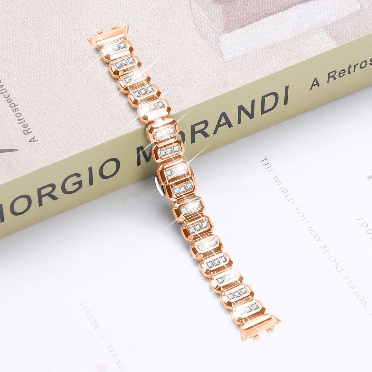 INF Strass-Metallarmband kompatibel mit Huawei Band 11/11 Pro – Zinklegierung, funkelnder Ersatz Roségold