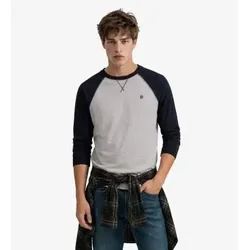 Superdry für Herren. M6010976A Vintage Athletic Baseball T-Shirt grau, marineblau (M), Lässig, Baumwolle, Langarm