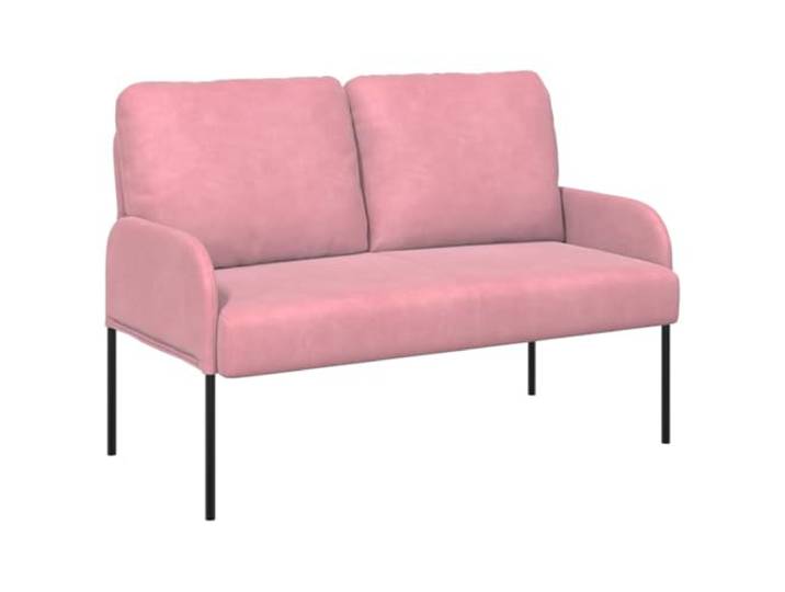 IBUQDDV Sofa mit Kissen 110cm Rosa Sperrholz Polyesterbezug,Metallbeine Schwarz,r unde Kissen,Polyester Armlehnen,weiches Tuch Reinigung,modernes Design