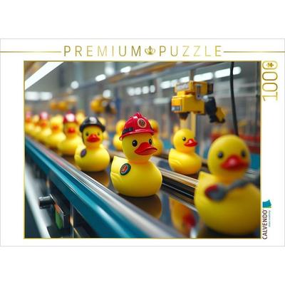 CALVENDO Puzzle Berufs-Badeenten auf der Produktionslinie - Quietscheenten im Berufs-Outfit | 1000 Teile Lege-Größe 64x48cm Foto-Puzzle für glückliche
