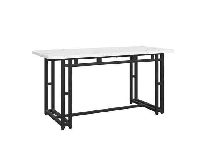 Feuille épaissie 140x80cm Table de salle à manger légère de luxe (1-St) Structure en métal Table de salle à manger rectangulaire